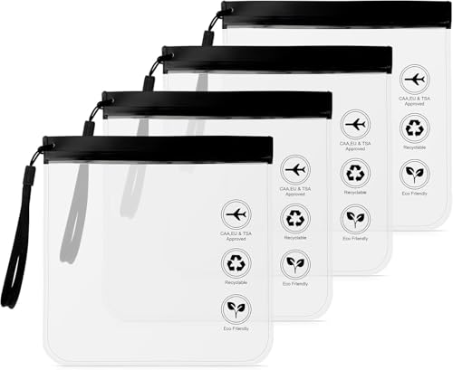 enithElite Trousse De Toilette Voyage, 4 Pièces, Transparente, Noir, Usage pour les voyages et le transport