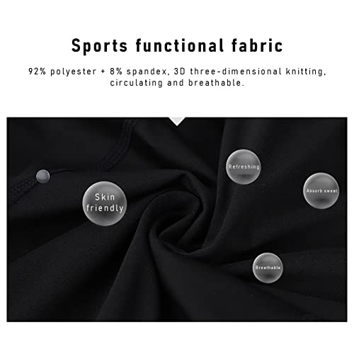 Youth Kids Compression Pants with Knee Pads, Boys 3/4 Capri Compression Pants Basketball Athletic Tights Quick Dry3