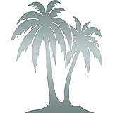 Palm Trees (Metallic Silver) (Set Of 2) Premium Waterproof Vinyl Decal Stickers For Laptop Phone Acc