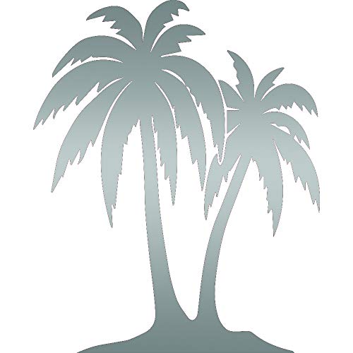 Palm Trees (Metallic Silver) (Set Of 2) Premium Waterproof Vinyl Decal Stickers For Laptop Phone Accessory Helmet Car Window Bumper Mug Tuber Cup Door Wall Decoration #TOP13