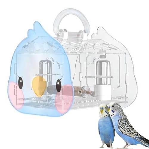 Hamiledyi Small Bird Carrier Travel Cage Transparent Parakeet Carrier Backpack with Standing Perch Portable Outdoor Cage for Lovebird Parrot Swallow Goldfinches