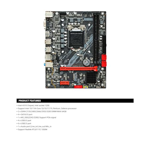 Image of Ant Value H510MAD4-N mATX Gaming Motherboard LGA-1200 Support Intel 10th and 11th Core i3 /i5 /i7 /i9, Pentium Celeron Processor DDR4, USB 3.0 Ports, HDMI Port
