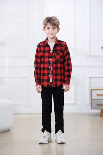 Image of Betusline Boy and Men Button Down Plaid Shirt