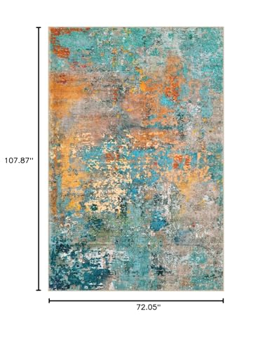 Lahome Modern Abstract Area Rug 6x9 Rugs for Living Room, Washable Accent Bedroom Rug Low Pile Non Slip, Colorful Soft Indoor Contemporary Carpet for Dining Room Table Apartment
