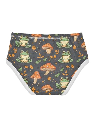 ZZKKO Autumn Mushroom and Cute Frog Girls Underwear Toddler Panties for Girls Comfort Brief Size 2-8T2