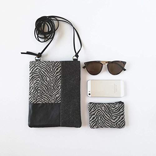 Bolso negro pequeño, bolso y monedero, bolso se tela, bolso con estampado  zebra y tela vaquera, bolso mini de mujer : Amazon.es: Productos Handmade