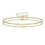 M MOOHAM Initial Bracelets for Women - Layered Letter Bracelet Initial A-Z Charm, Dainty Gold/Silver/Rose Gold Jewelry for Women Birthday Gifts Personalized Gold Jewelry Initial Bracelets