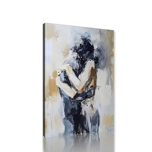 Yeesjoee Sexy Naked Girl Wall Art Nude Couple Picture Wall Decor Black and White Nude Painting Canvas Print for Living Room Bathroom, 12 x 16inch