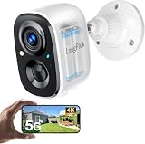 LongPlus 4K 8MP UHD Security Cameras Wireless Outdoor, Battery Smart Camera for Home Security, Support 2.4G/5GHz, 24/7 Recording, Color Night Vision, AI Motion Detection, Two-Way Audio, SD Card/Cloud