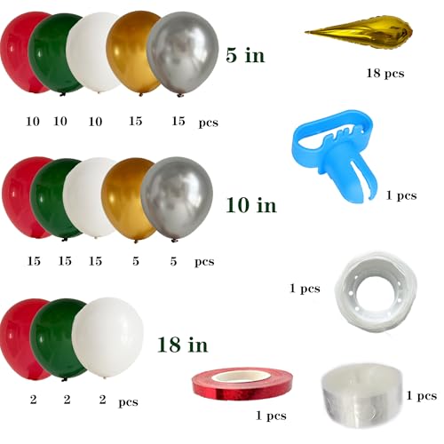 149Pcs Christmas Balloons Garland Kit with Gold Explosion Star Foil Balloons for Xmas Party or New Year Party Decorations - Image 3