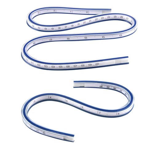 2 Pezzi Curvilinee Flessibile, Curvilinee per Disegno Tecnico da 30 cm e 60 cm per Cucito, Disegno e Modellismo, Strumenti di Misura Multifunzionali