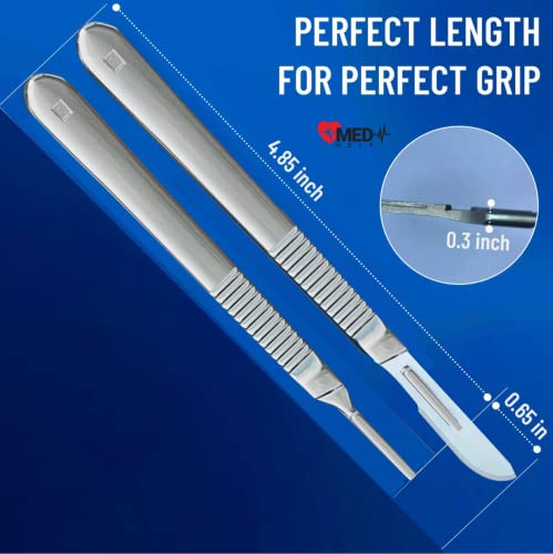 Scalpel Handle No 3, Performance Dermaplaning Handle #3 High Quality Stainless Steel Fits Blades 9 10 10a 10r 11 12 13 14 15 and 15a ● Pack of 3 Handles