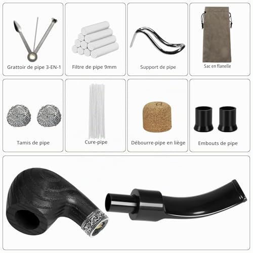 Pipe à tabac en chêne Vomdeson ensemble complet pour fumer - 7