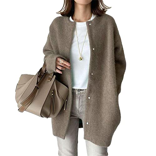 DGKaxiyaHM Cardigans TricotéS Amples pour Femmes VêTements D'ExtéRieur en Laine à Manches Longues Et à Boutons pour L'Automne Pull-Over De Couleur Unie Et...