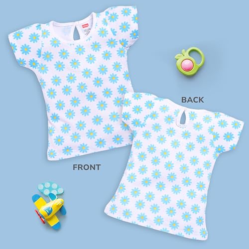 Image of LuvLap Baby Girls Regular Fit 100% Cotton Half Sleeves Girls Top Pack of 5