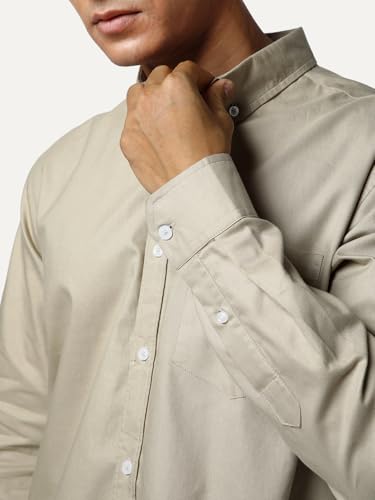 Image of Urbano Fashion Men's Cotton Full Sleeve Regular Fit Solid Oxford Shirt with Button-Down Collar