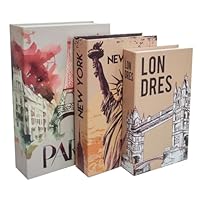 Kit 3 Caixas Livro Decorativo Porta Objetos 3 em 1 Decoração Casa Sala Multiuso Jogo de Livros Decorativos (Torre Eiffe)