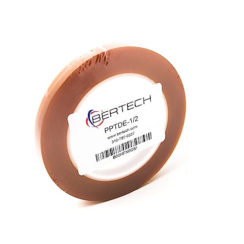 Image of Bertech - PPTDE-1 /2 Double Sided Polyimide Tape, 1 Mil Thick, 1 /2 Inches Wide x 36 Yards Long, Silicone Adhesive on Both Sides, 3 Inch Core, RoHS and REACH Compliant