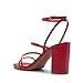 DREAM PAIRS Women's Heels Chunky Block Strappy Square Open Toe Ankle Buckle Heeled Sandals Wedding Party Dress Shoes Indie,Size 6,Red-Pu,SDHS2428W