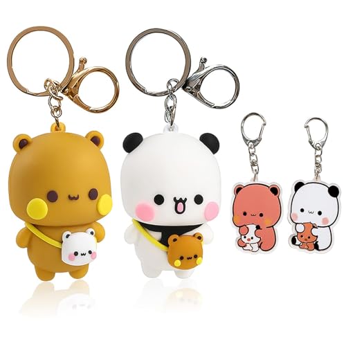 Yunvisty 4PCS Bubu And Dudu Anime Keychain Couple Gifts for Women And Men