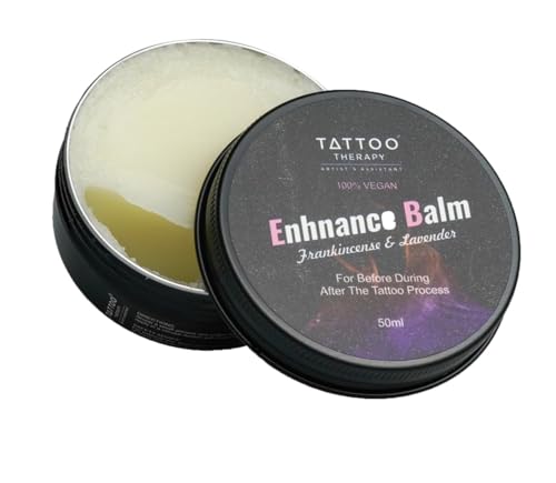 Baume de tatouage 50 ml - Baume de soin végétalien à l'encens et à la lavande - Pour avant, pendant et après le tatouage - Crème de guérison de tatouage - Baume de soin pour tatouage