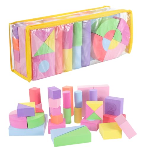 FRCOLOR Jeu de Construction Éducatif 52 Pièces en Eva pour Tout-Petits de 3 à 5 Ans, Blocs Mousse Doux Empilables pour Anniversaire ou Noël, Améliore la...