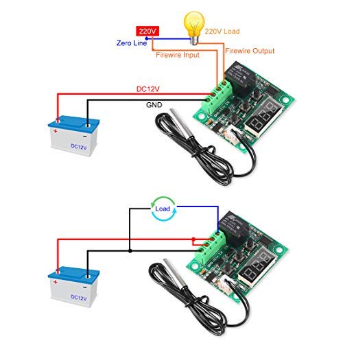 Produktbild von 6 Stück 12V-Temperaturregler Mit LED-Display – Wasserdichte Sonde (-50~110°C), Heiz/Kühl-Relais, Transparentes Acryl-Gehäuse