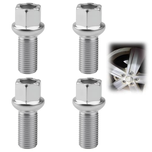4x Radschrauben M14 x 1,5 x 27 mm SW17 Kugelbund, 40Cr legierter Stahl verzinkt mit Rostschutz, kompatibel mit VW/Audi/Škoda/SEAT, passend für Golf, Jetta, Bora, Touran, New Beetle, Sharan