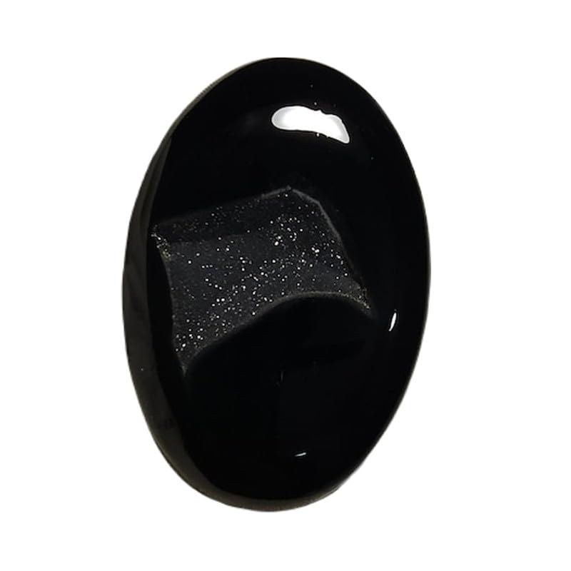 Onyx noir gemme naturelle ovale pour bague porte-bonheur et medaillon intemporel
