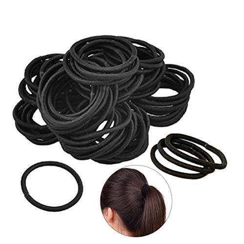 Frcolor 100pcs Effortless Hair Ties No-damage Elastics for All Hair Types Durable Strong (Black)