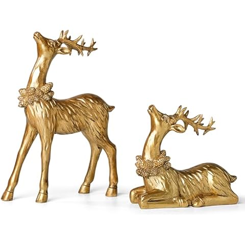 2PCS Zensounding Christmas Deer Figurines Cover
