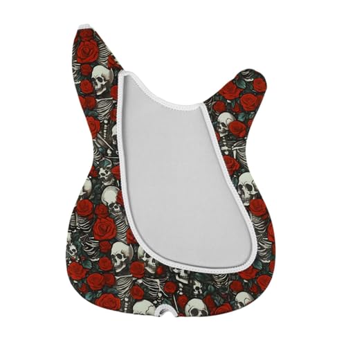 Oshhni エレキギターカバーギターバッグ耐摩耗性ポータブルギタープロテクター防塵ギターケース 39 インチベースアクセサリー, スカルローズ