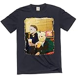 Halloween Movie Inspired T-Shirt Michael Myers Drinking Coffee Funny Humorous Tee for Him (Small Black)