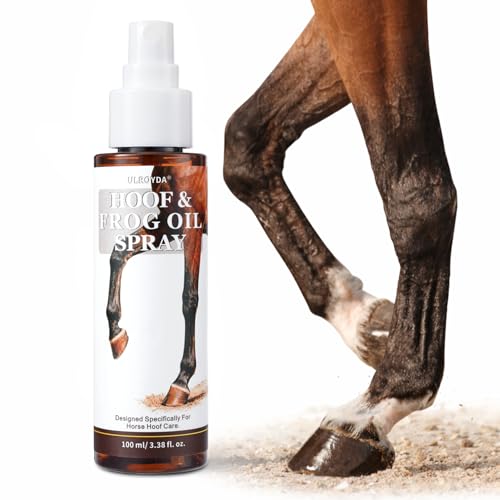 ulroyda Hoof Oil Spray for Horse Deep Hydration & Frog Care | Jojoba Coconut & Tea Tree Formula | Repairs Dry Cracked Brittle Hooves & Boosts Natural Shine | 3.38 oz