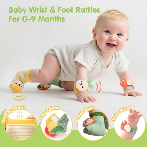 hahaland 9-in-1 Baby Shower Gifts for Boys & Girls with Swaddle Blanket, Infant Rattle Socks & Wristband Set, Crinkle Baby Books, Plush Rattle Toys, Wooden Milestone & Greeting Card, 0-12 Months Baby Sensory Toy Easter Gift Set — view 4