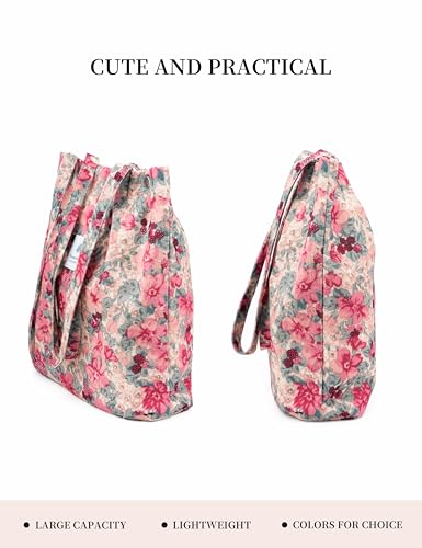 Image of Corduroy Tote Bag Cute Tote Bags for Women Shoulder Bag with Inner Pocket for Work Beach Travel and Shopping Grocery