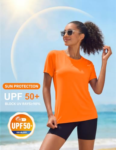 Image of MAGCOMSEN Women's Short Sleeve T-Shirts UPF 50+ Sun Protection Shirts Quick Dry Athletic Running Workout Tops Rash Guard