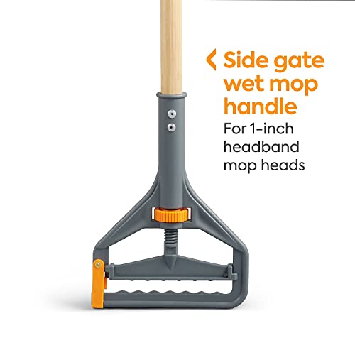 Image of Staples Coastwide Professional 60 inch Side Gate Wood Wet Mop Handle, Plastic Head