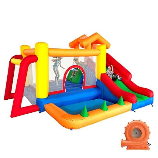Ballsea Castillo Hinchable con soplador, Castillo Hinchable para ninos Adecuado de 3 a 10 años, 343 x 280 x 203 cm - Castillo inchable Infantil Interior