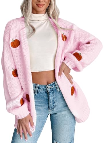 Image of Women Holiday Sequin Cardigans Funny Graphic Button Embroidered Sweaters Cute Open Front Knit Long Sleeve Coat Tops