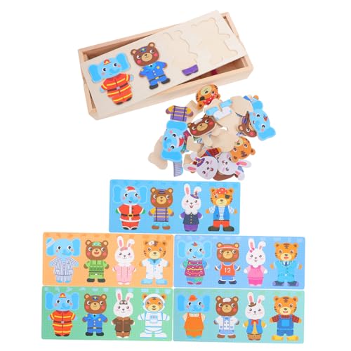 Boîte de puzzle habillage animaux en bois, le cadeau d'anniversaire idéal