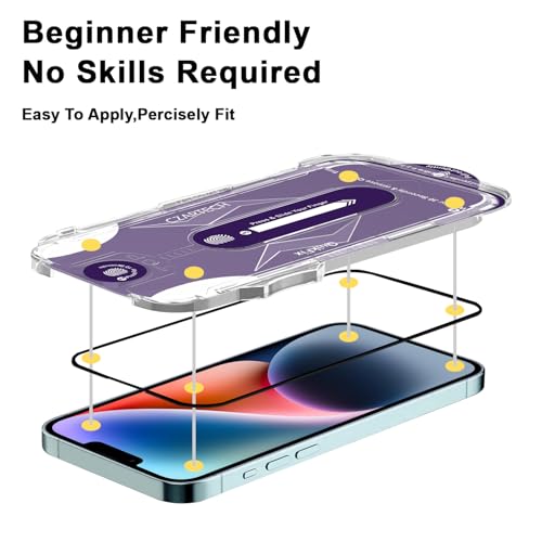 Czartech [Auto Align Tempered Glass Screen Protector for iPhone 13 / iPhone 14 / iPhone 13 Pro Full Screen Coverage Edge to Edge Glass with Easy Installation Kit. 2 41R6zE5mdoL