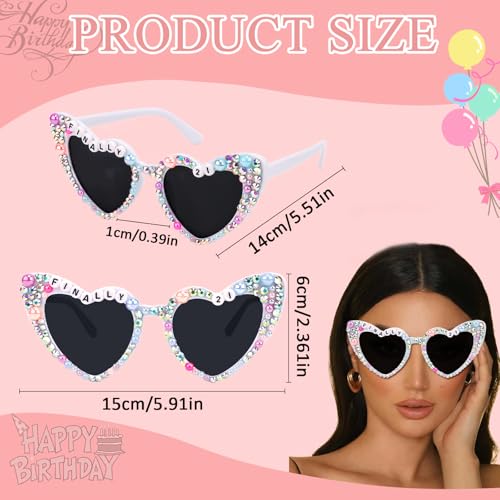 21st Birthday Sunglasses for 21st Birthday Decorations for Her, Finally 21 Birthday Glasses for 21st Birthday Outfit Accessories for Women Girls, Happy 21st Birthday Decorations3