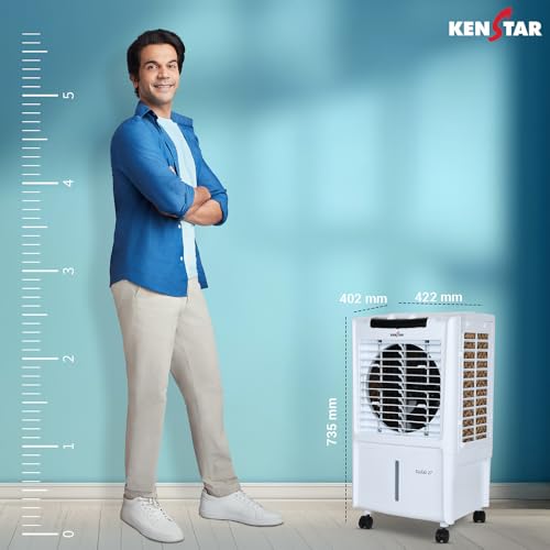 Image of Kenstar TallDe HC 27 L Room /Personal Air Cooler For Home| Honeycomb Pad |High Speed Fan |35 Ft Powerful Air Throw|Inverter compatible |Portable Cooler-Room|1-Yr Product Warranty|White & Black