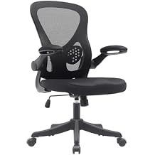 Ergonomic Office Chair with Mesh Back Rest Lumbar Support Flip Up Arms and Swivel, Mid-Back Task Home Office Chair