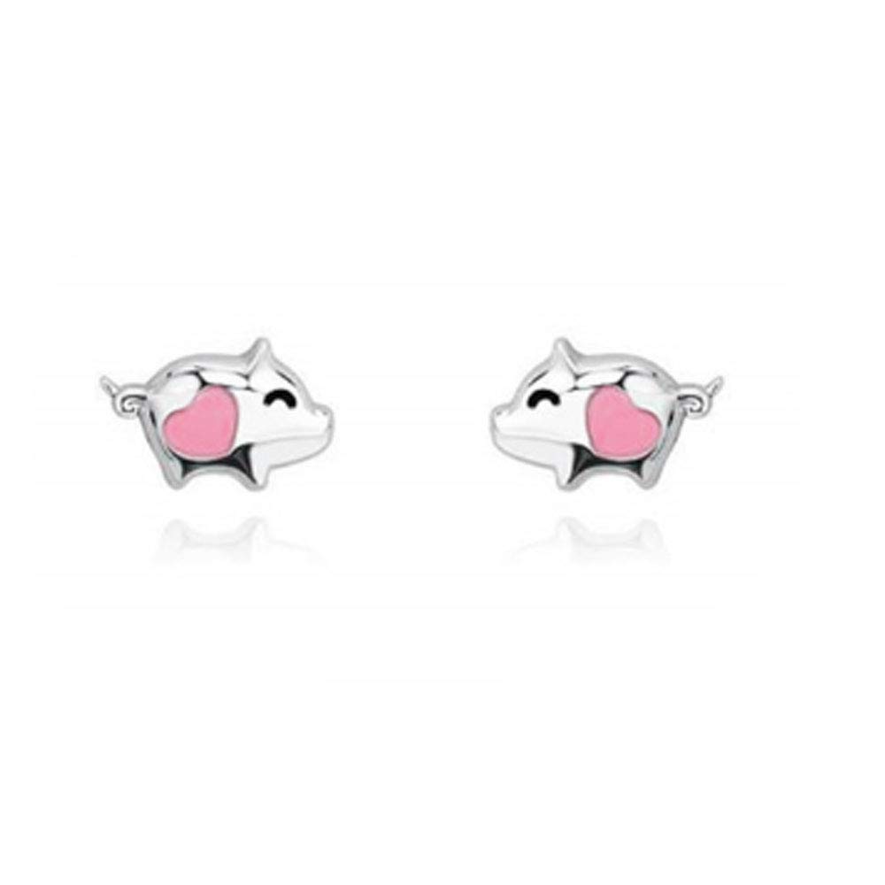 Cute 925 Sterling Silver Pig Stud Earrings For Women Girls