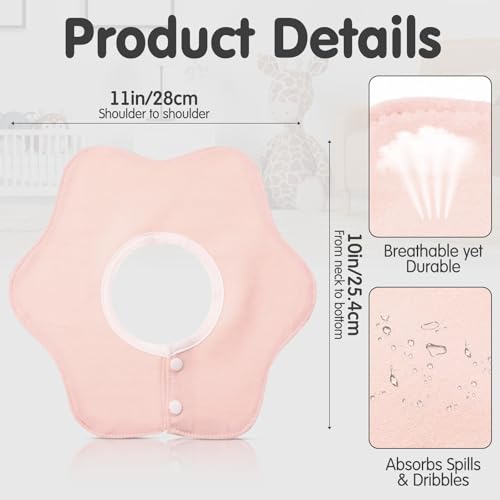 Image of JaGely 12 Pack 360 Rotate Cotton Baby Bibs Soft Absorbent Newborn Drooling Bib for Teething and Feeding, Unisex Toddler Baby Bibs Waterproof Snap Cotton Infant Drool Burp Cloth for Infant 0-12 Months