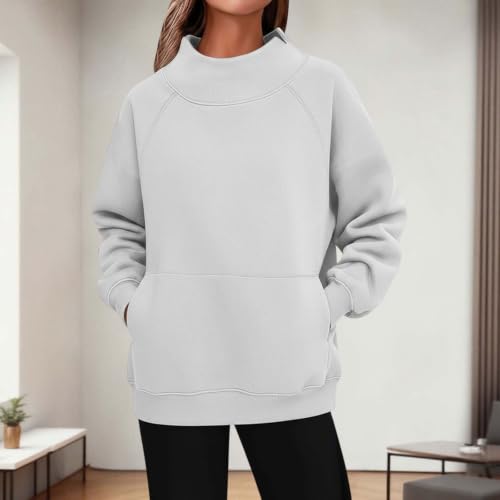 Aniywn Mock Neck Sweatshirt Women Oversized Soft Long Sleeve Pullover Tops - image 2