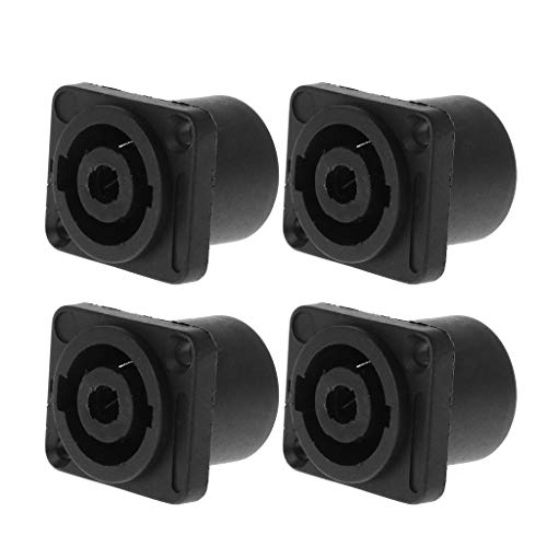WUXIAOLINDADALA 4PCS Jack Panel Socket Connector 4 Polos Audio Speaker Twist Lock Montaje Cuadrado Redondo para Neutrik Speakon NL4MP NL4MPR NL4FC NL4FX NLT4X NL4 Series NL2FC NL2 Black