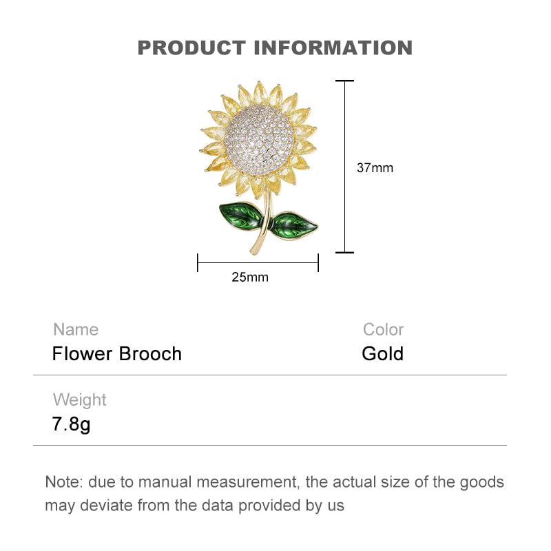 Image of 14K Gold Sunflower Coat Brooches for Women, Suit Cardigan Pin for Stylish Casual Wear, Small Brooch
